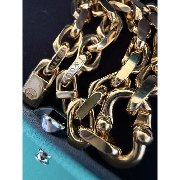 NEW Tiffany Co SOLID 18k Rose Gold Makers Heavy Chain Bracelet Sz LARGE Receipt* - Picture 11 of 16